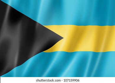 Bahamas flag, three dimensional render, satin texture