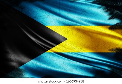 Bahamas grunge flag of silk-3D illustration - Shutterstock ID 1666934938