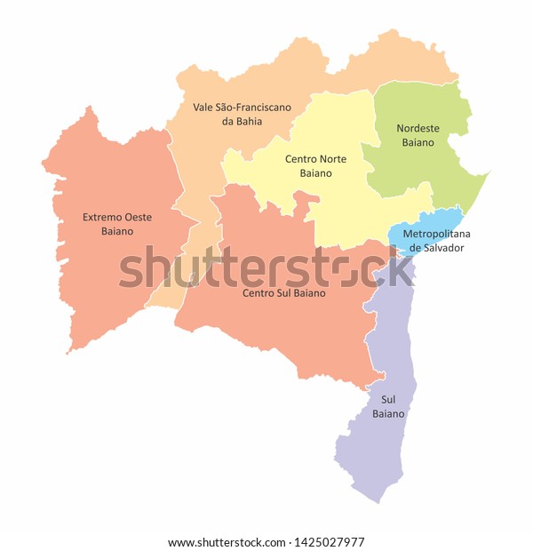 Bahia State Regions Map Isolated On Stock Illustration 1425027977