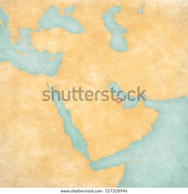 Bahrain Bahraini Flag On Map Middle Stock Illustration 527328946