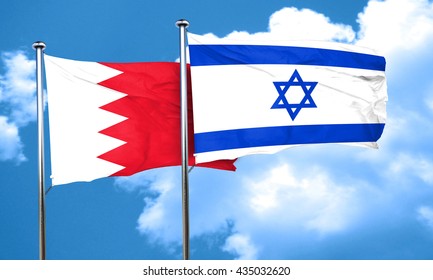 Bahrain Flag With Israel Flag, 3D Rendering 