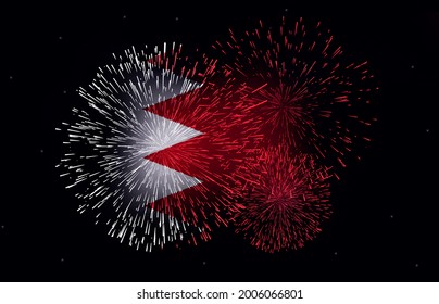 Bahrain Independence day Firework Background with Flag in the night sky. Modern Independence day celebration backdrop design - Powered by Shutterstock