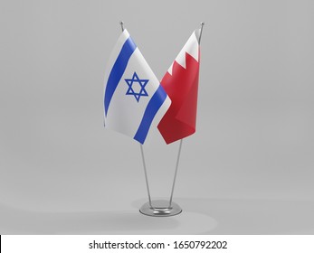 Bahrain - Israel Cooperation Flags, White Background - 3D Render