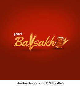 Baisakhi. Happy Baisakhi. Vaisakhi festival background typography. Minimal concept.