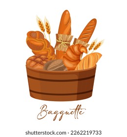 bakery basket design element classical bread sketch.