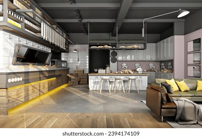 Bakery coffee shop interior, 3d render. - Powered by Shutterstock