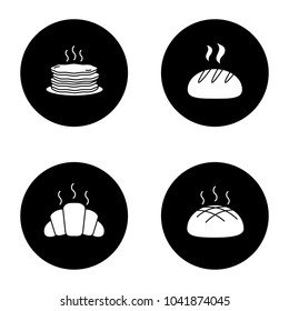 Bakery Glyph Icons Set Pancakes Stack Stock Vector Royalty Free