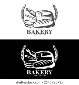 Bakery Logo Design - Fresh Bread Wheat - Black and White - Powered by Shutterstock