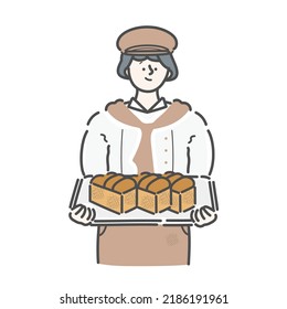 Bakery Shop Woman Clerk Illustration