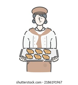 Bakery Shop Woman Clerk Illustration