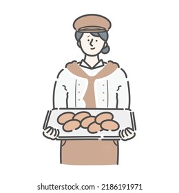 Bakery Shop Woman Clerk Illustration