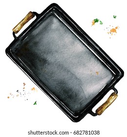 Baking Sheet. Watercolor Illustration.