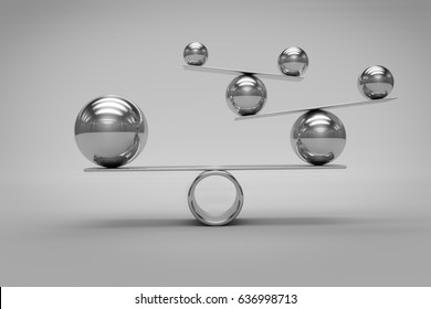 Balance Concept With Chrome Balls,3d Render