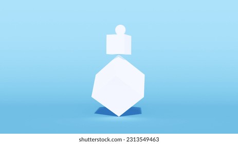 Balance Harmony Cube Sphere Equal Opportunity Weight Distribution White Blue Background 3d illustration render digital rendering