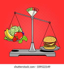 Balance Scales Food Comic Book Pop Stock Illustration 339522149