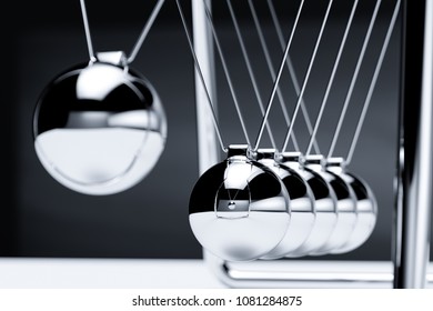Balancing balls newton cradle. Business teamwork concept. 3d rendering illustration - Shutterstock ID 1081284875