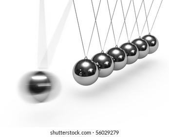 Balancing balls. Newton's cradle isolated on white background.