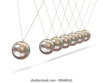 Balancing balls Newton's cradle on white background