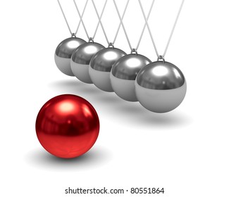 Balancing balls on white background. Isolated 3D image
