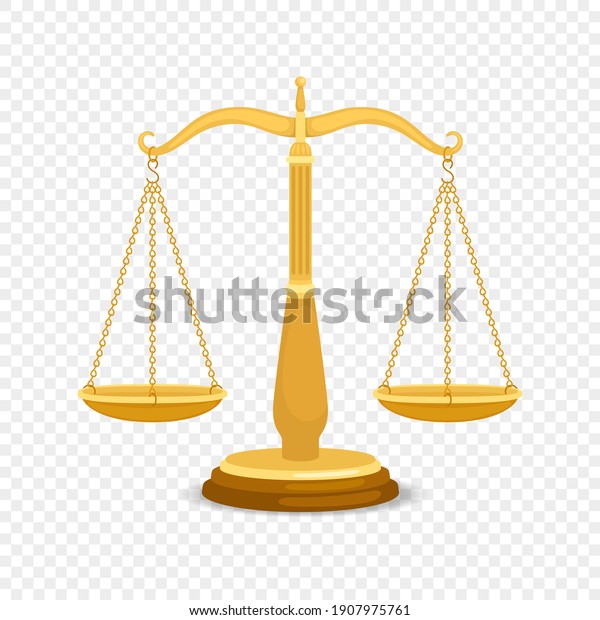 Balancing metal scales. Gold business or\
golden justice retro scales, precision balanced weighting, flat\
tribunal law,\
illustration