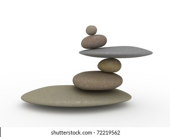 Balancing Stones Isolated On White Background