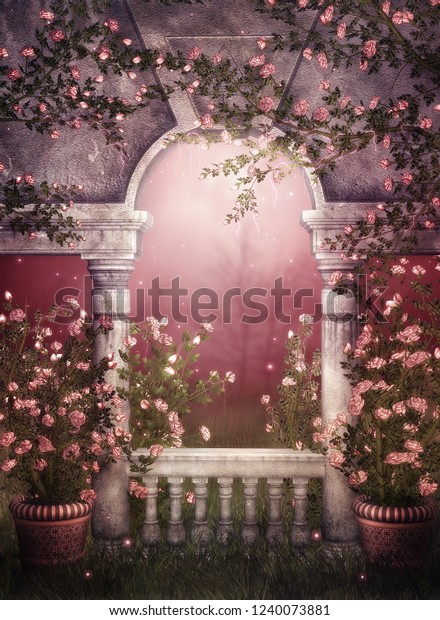 Balcony Wallpaper Stock Illustration 1240073881 | Shutterstock