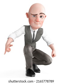 Bald Businessman Cartoon Is Ok, 3d Illustration