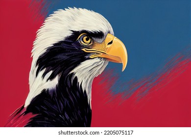 Bald Eagle With America Flag Color
