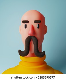 Bald Long Mustache Handsome Yellow Suit 3d Character