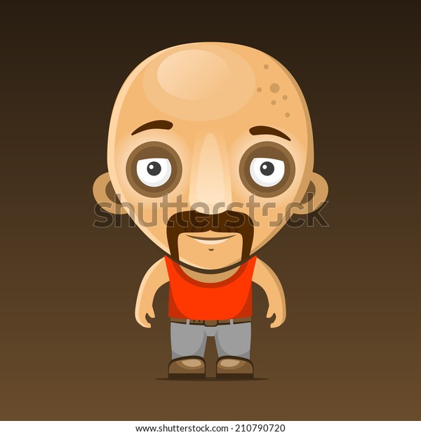 Bald Man Cartoon Character Mustache Illustration Stock Illustration ...