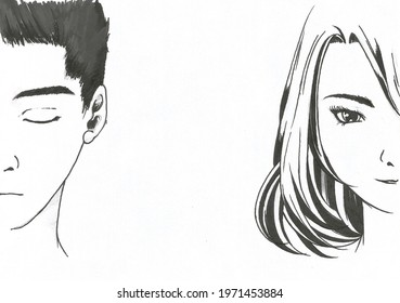 Half Face Sketch Stock Illustrations Images Vectors Shutterstock