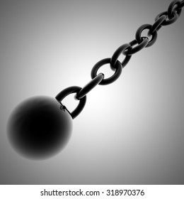 Ball and chain, 3d render, square image