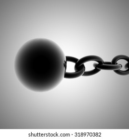 Ball and chain, 3d render, square image