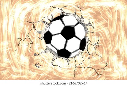 A Ball Of Football Hitting The Wall, Art Draw Football Ideas, World Class Football Coming Soon.