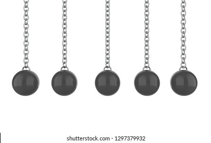 BALL  HANGING ON CHAINS. 3d illustration