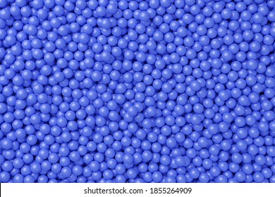 Ball Pool Or Pit Filled With Blue Plastic Balls, Abstract Texture Background Top View Flat Lay From Above, 3D Illustration