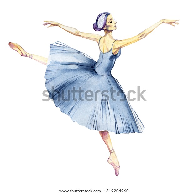 Ballerina Dancing Watercolor Painting Isolated On Stock Illustration ... Watercolor People Dancing