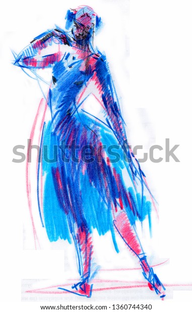 Ballerina Dress Dancing Drawing Made By Stock Illustration