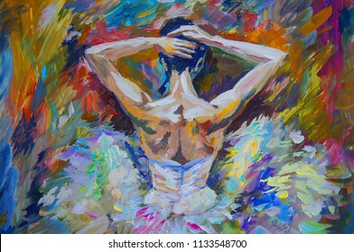 Ballerina Painting Acrylic and Full spectrum on Canvas and Cardboard artist creative painting background - Powered by Shutterstock