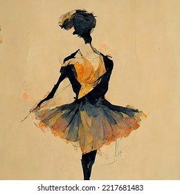 Ballerina Painting  Based On The 
 Painting Style Of Henri De Toulouse