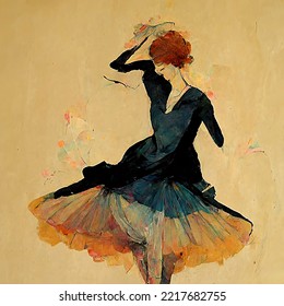 Ballerina Painting  Based On The 
 Painting Style Of Henri De Toulouse