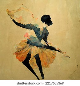 Ballerina Painting  Based On The 
 Painting Style Of Henri De Toulouse