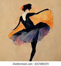 Ballerina Painting  Based On The 
 Painting Style Of Henri De Toulouse