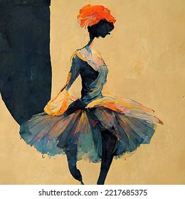 Ballerina Painting  Based On The 
 Painting Style Of Henri De Toulouse