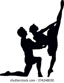 ballet couple  silhouette on the white background