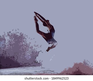 Ballet Dancer Jumping Pose Background Stock Illustration 1849962523 ...