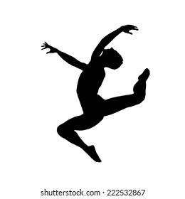 Ballet jumping boy silhouette on white background