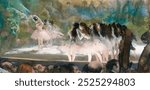 Ballet at the Paris Opera (1877) painting in high resolution by Edgar Degas. Vintage Ballet at the Paris Opera art painting illustration, Edgar Degas