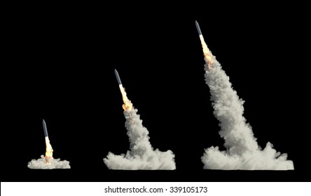 ballistic launch rocket isolated on black