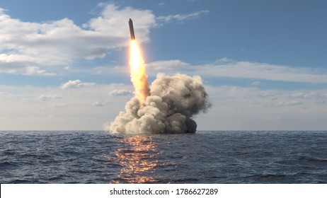 Ballistic Missile Launch From Underwater 3d Illustration